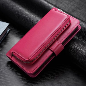 Flip Cover Detachable Magnet Closure Handbag For iPhone 11 Pro Max X XS XR 7 8Plus Zipper Leather Wallet Phone Case